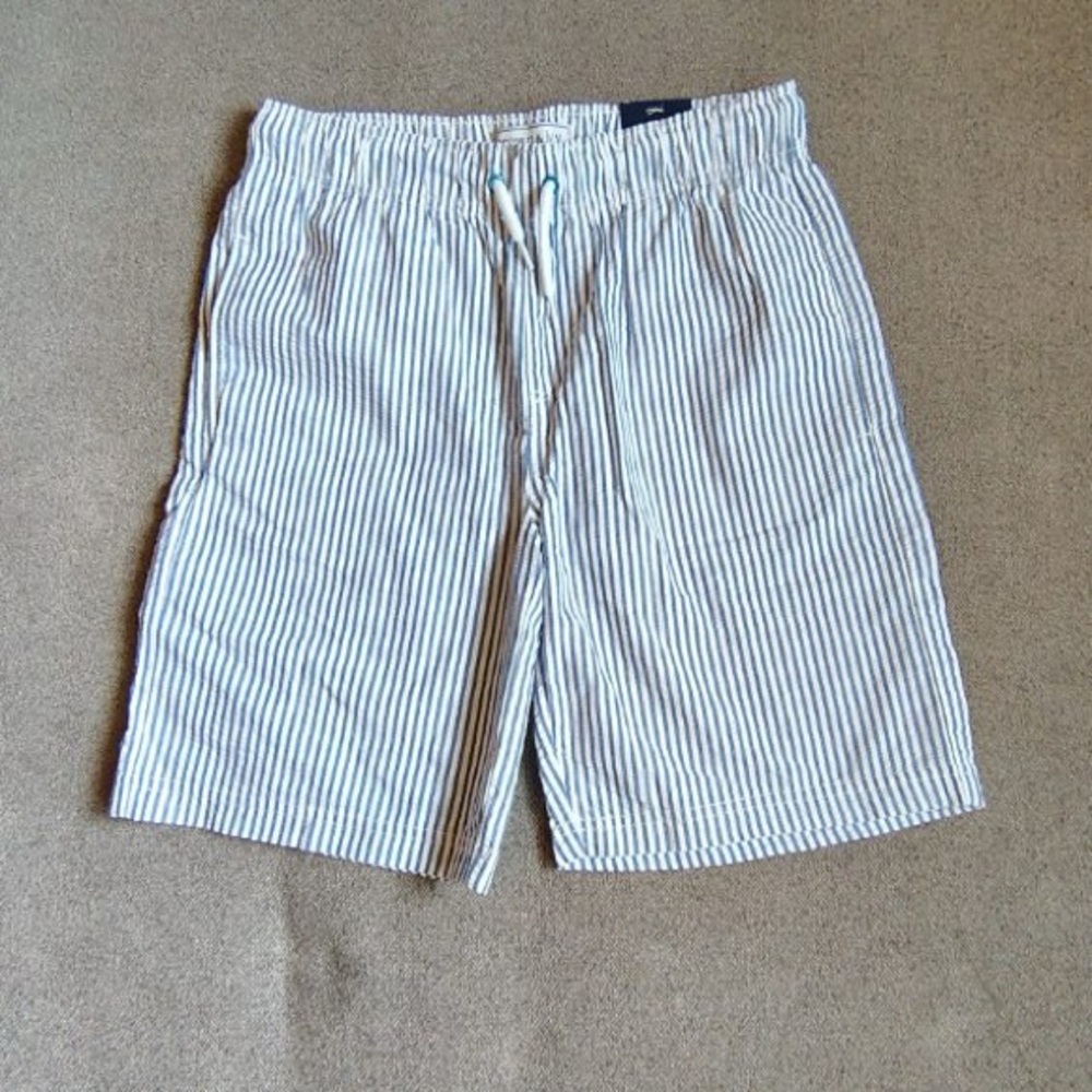 Crown & Ivy Seersucker Shorts Boys 10/12 Striped Blue White 7” Inseam NWT $38